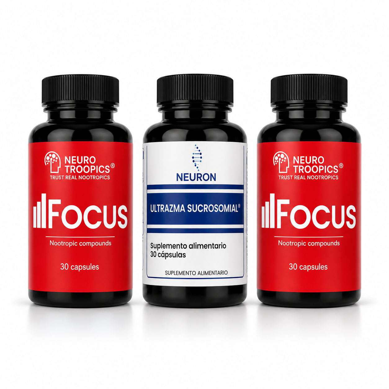Trio pack 2 Neurotroopics Focus premium + Ultrazma sucrosomial 30 cápsulas