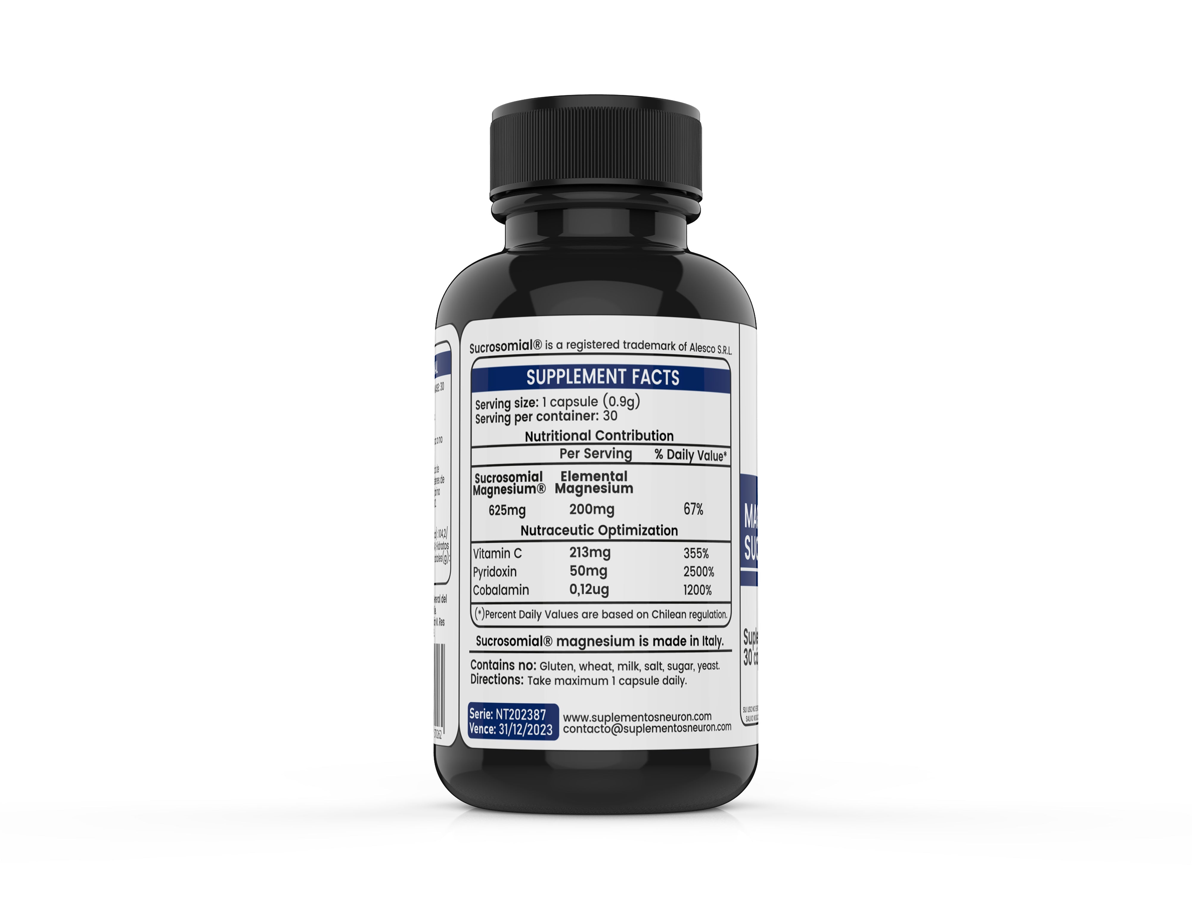 Etiqueta lateral de UltraMag con información nutricional